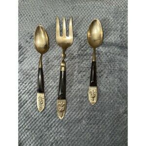Siam Thai Dancer Serving  1 Fork 2 spoons vintage  flatware